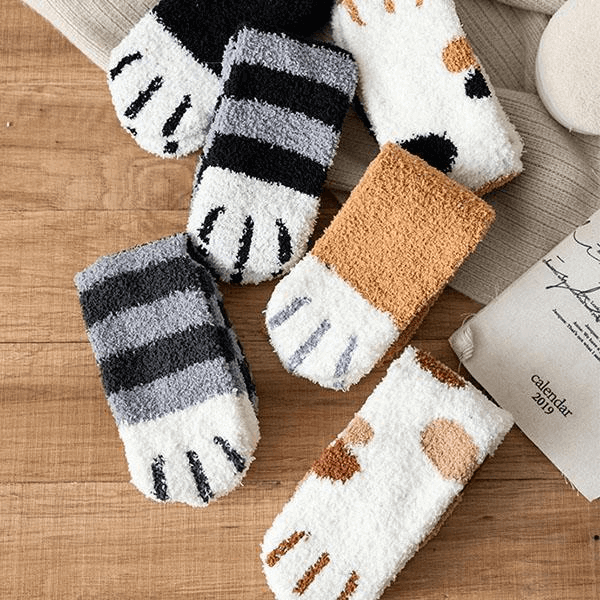Cat Paw socks - Cat Paw Indoor Socks - Plush Coral Fleece Warm Cute Socks
