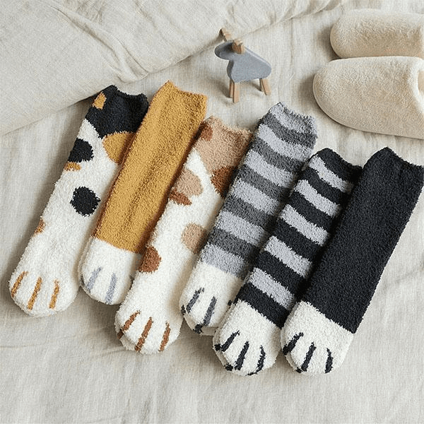 Cat Paw socks - Cat Paw Indoor Socks - Plush Coral Fleece Warm Cute Socks