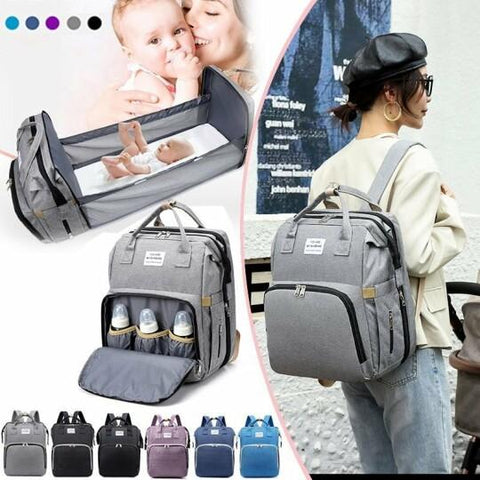 2-In-1 Diaper Bag with Foldable Crib