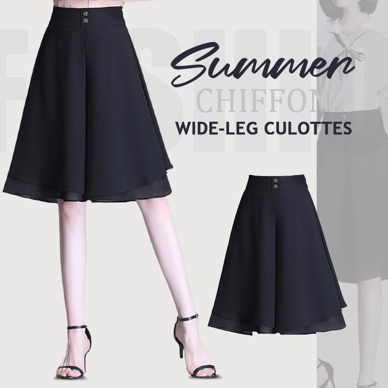 Summer chiffon wide-leg culottes
