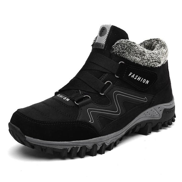 Men's winter thermal velvet velcro buckle trendy joker hiking sneakers