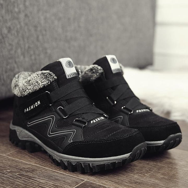 Men's winter thermal velvet velcro buckle trendy joker hiking sneakers