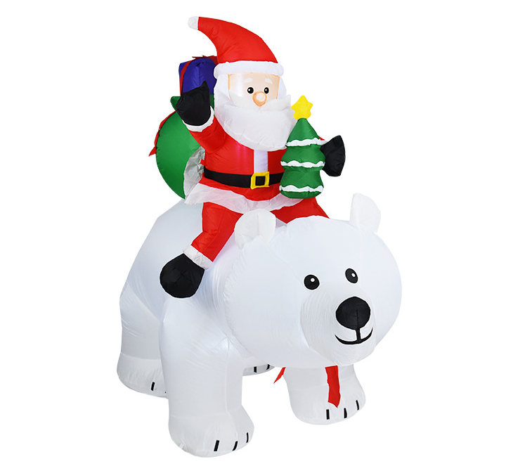 Inflatable Santa Claus Riding Shaking Head Bear With LED Lights Lawn Decoration
