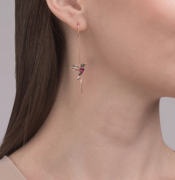 Hummingbird Earrings - Rhinestone Stud Earrings