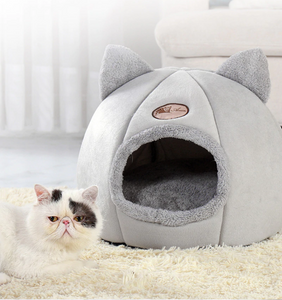 CozyCave Cat Deep Sleep WInter Indoor House Bed - Gray