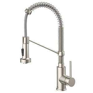 Kitchen Spring Faucet with Pull-Out Spray Brushed Nickel 360 Degree Swivels
