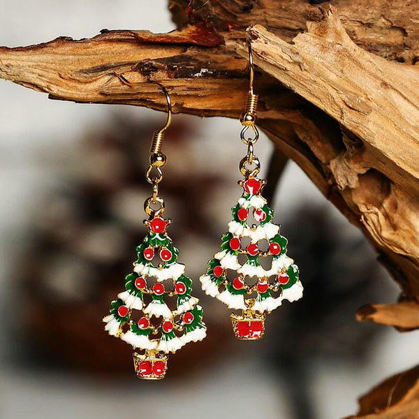 Christmas Tree Reindeer Hollow Out Alloy Earrings
