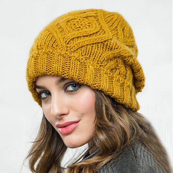 Winter Warm Rhombus Twist Soft Knitted Beanie Hat