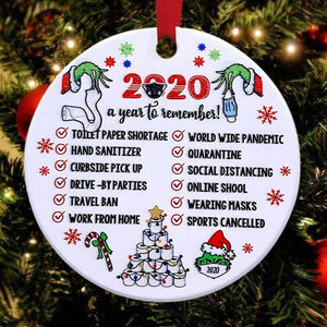 2020 A Year To Remember Christmas Tree Hanging Ornament - White