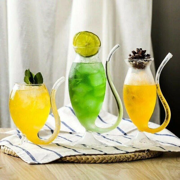 Creative Glass Cup With Drinking Tube Straw