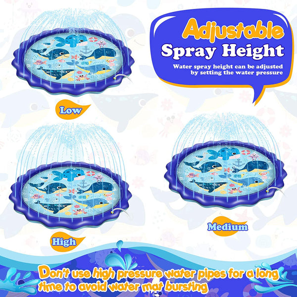 68 Inches Splash Pad for kids & Sprinkler