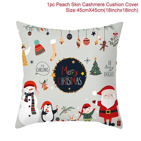 Merry Christma Decorations For Home Reindeer Santa Claus Tree Cushion Cover Christmas Ornament