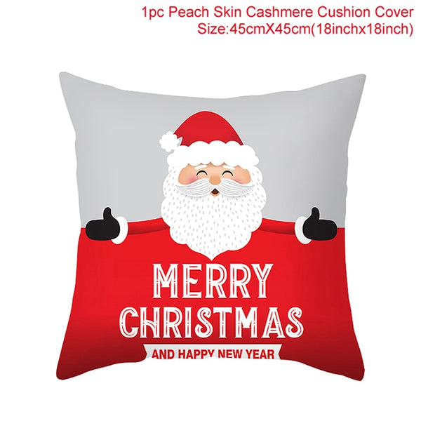 Merry Christma Decorations For Home Reindeer Santa Claus Tree Cushion Cover Christmas Ornament