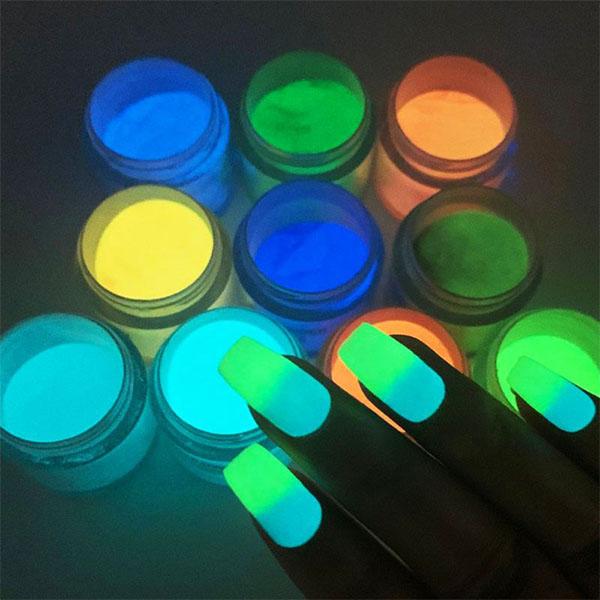Glow In The Dark Nail Powder - 10 Colors Set