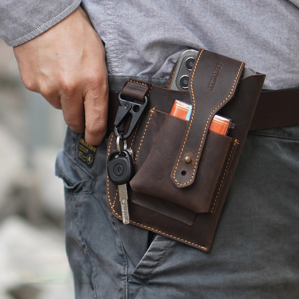 Men's Leather Mobile Phone Holster Tool Bag-Father's Day Promotion