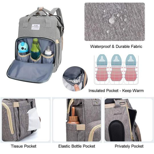 2-In-1 Diaper Bag with Foldable Crib