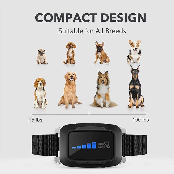 Dog Bark Collar with Beep Vibration and Auto 7 Levels Shock Modes, LED Indicator, Safe and Humane