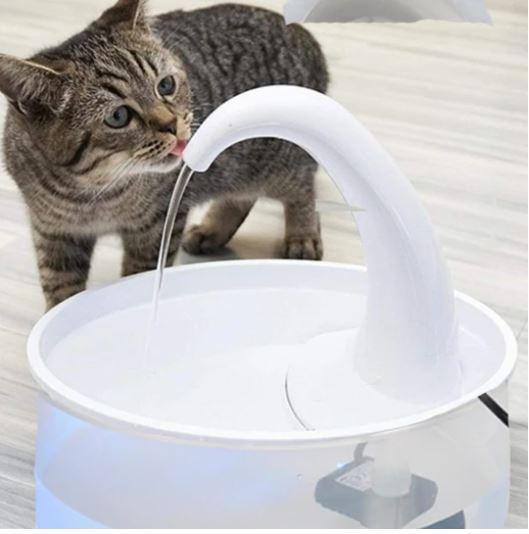 LED Light Waterfall Cat Water Dispenser Bowl - White
