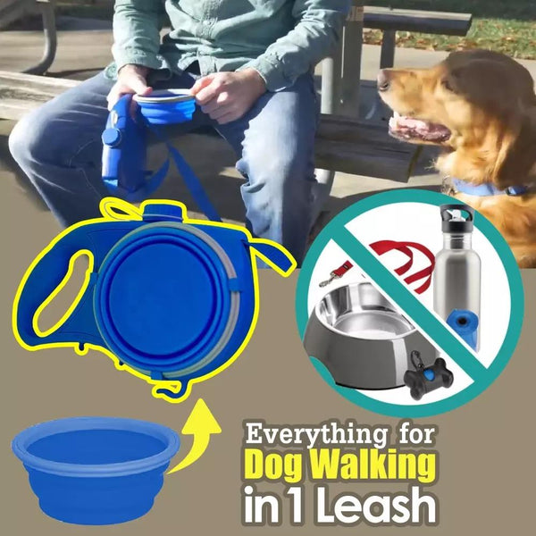 5-in-1 Water Bottle Bowl Waste Bag Dog Leash