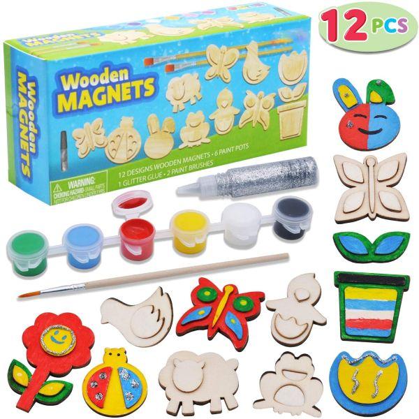 12 Wooden Magnet Creativity Arts & Crafts Painting Kit