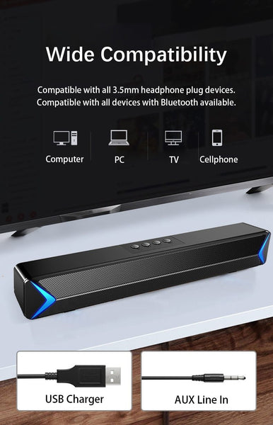 TV Sound Bar AUX USB Wired and Wireless Bluetooth Home Theater
