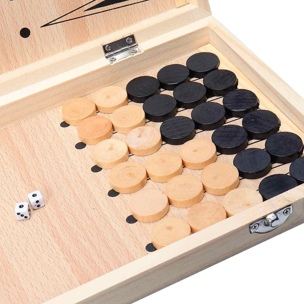 Family Wooden Chess Set Board  3 in 1