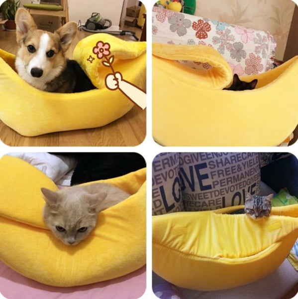 Banana Pet Bed Cozzy & Super Fun - 4 Sizes & 6 Colors