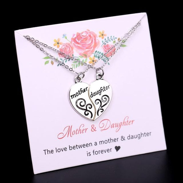 Mother and Daughter Necklace Heart Love Jewelry - A Set