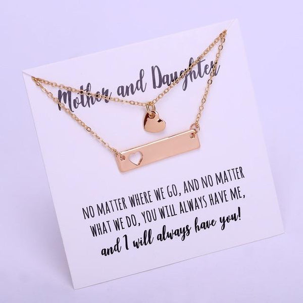 Mother and Daughter Necklace Heart Love Jewelry - A Set