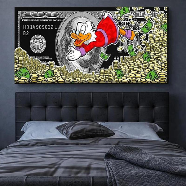 Money Wall Art Pictures For Room Gold Canvas Paintings