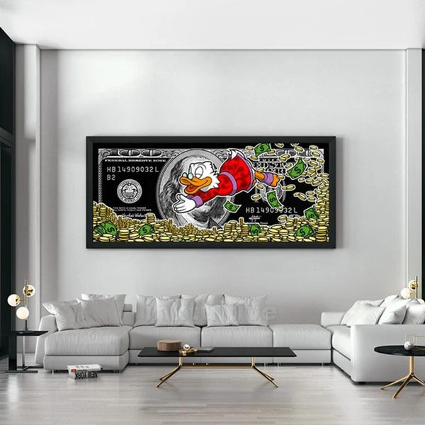 Money Wall Art Pictures For Room Gold Canvas Paintings