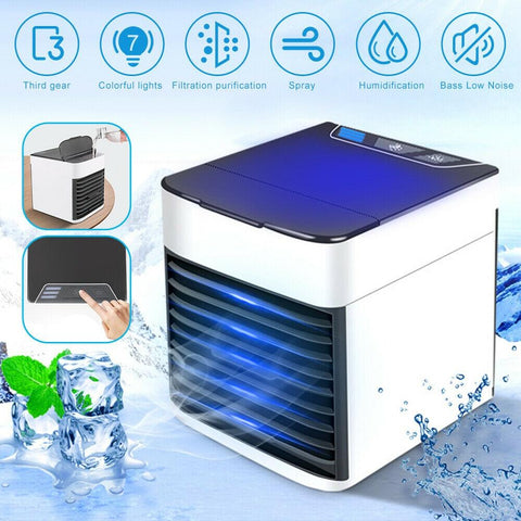 Mini Portable Air CoolerAir Conditioner Multi-function Humidifier Purifier 7 Colors LED USB Desktop Air Cooling Home Fan