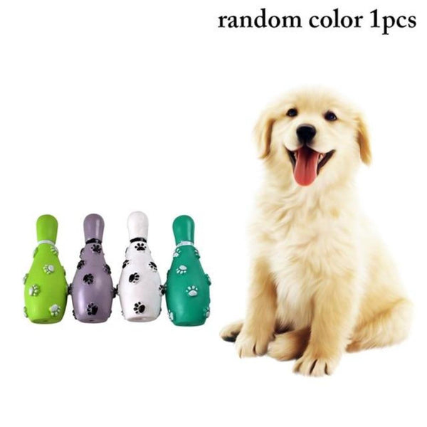 1PCS Random Color Dog Chew Toy Funny Bowling Shaped Toy - 7''x4''in