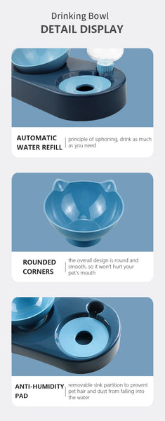 Pet Food Feeding Bowl Drinking Fountain Automatic Feeder Multifunction Bowl