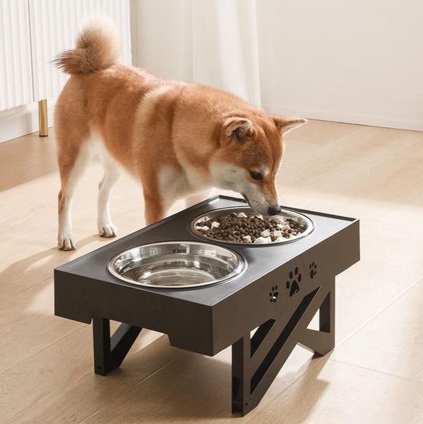 Adjustable Double Non-Slip Pet Food Bowl Feeding Dish