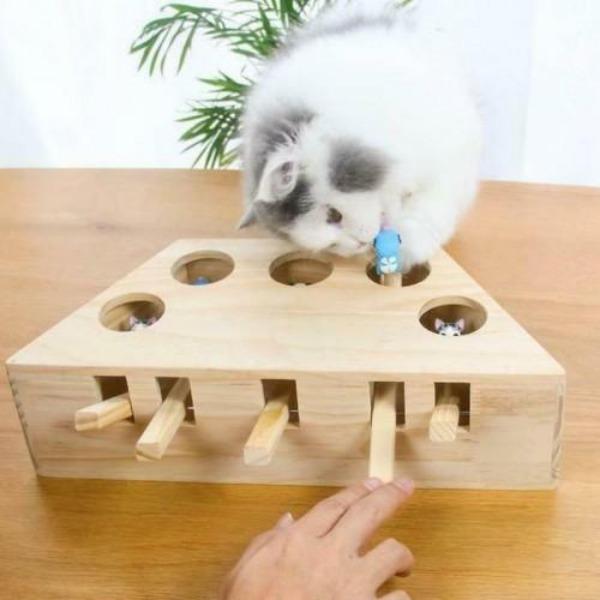 Wooden Cat Whack-A-Mole Toy